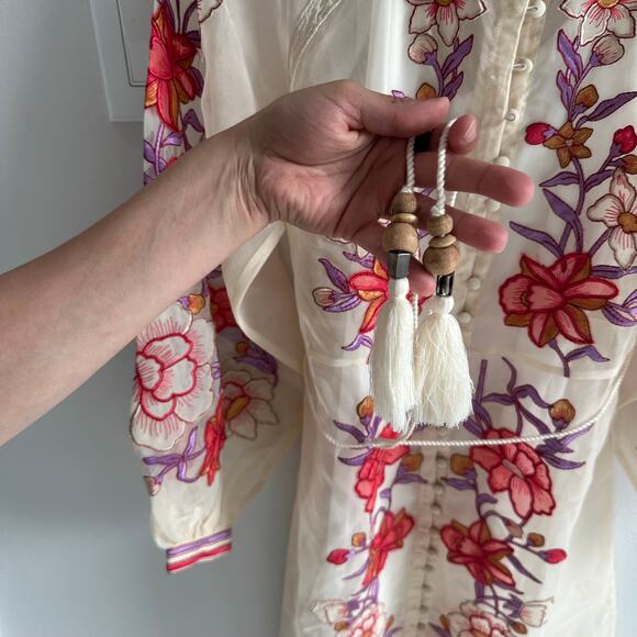 Karen Millen Petite Floral Embroidery Organdie Woven Midi Dress size 2 - Picture 4 of 9